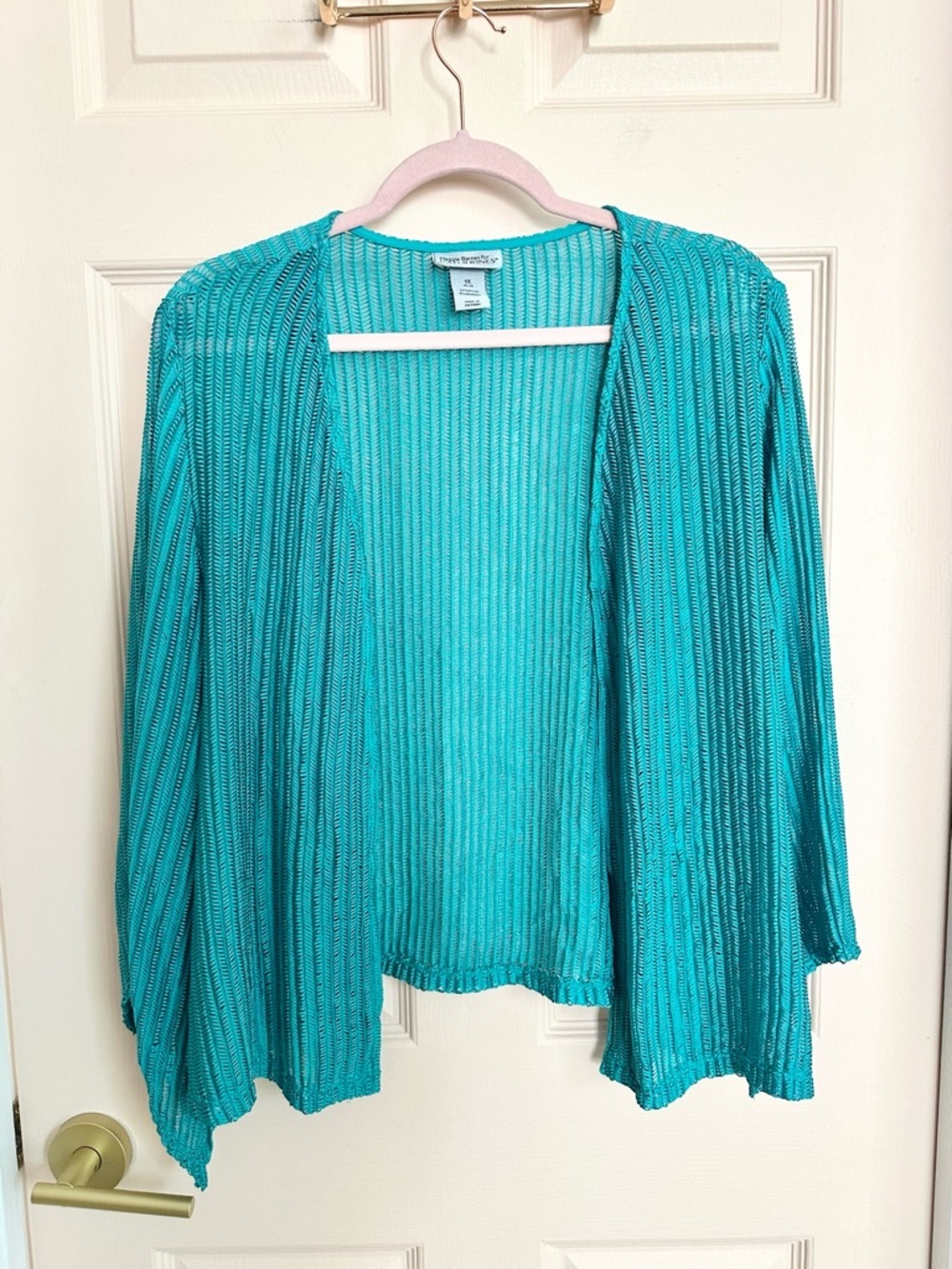 Teal Maggie Barnes knit jacket top